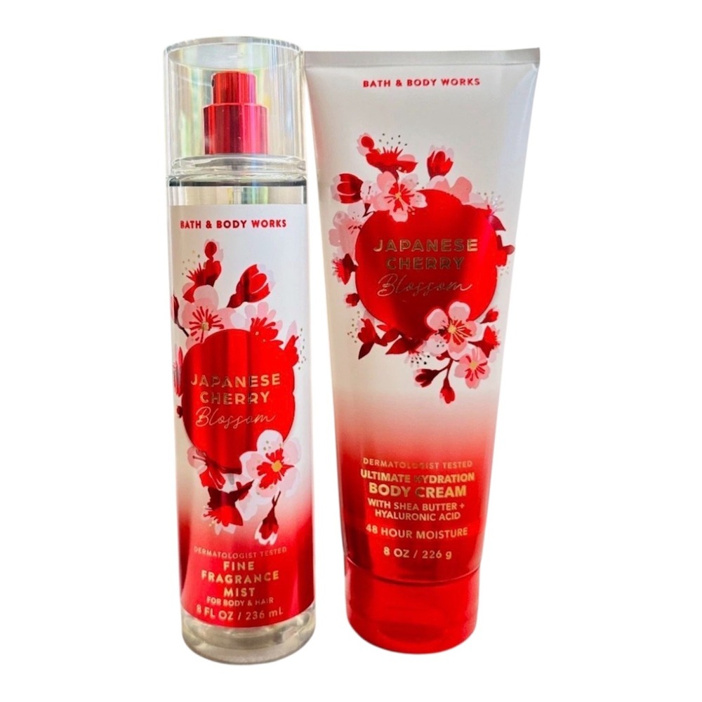 Japanese Cherry Blossom Bath And Body Works Body Mist Body Cream Lotion 2pc Set